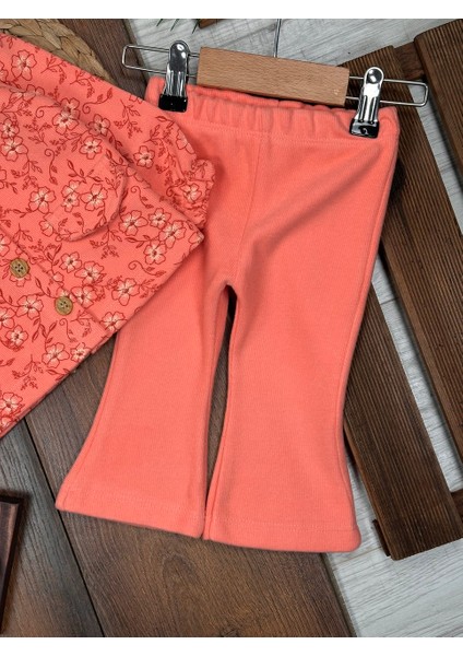 Pamuklu Selanik Örgüsü Gömlek Detaylı Kışlık Ispanyol Paça 2li Kız Bebek Takım fırsatları