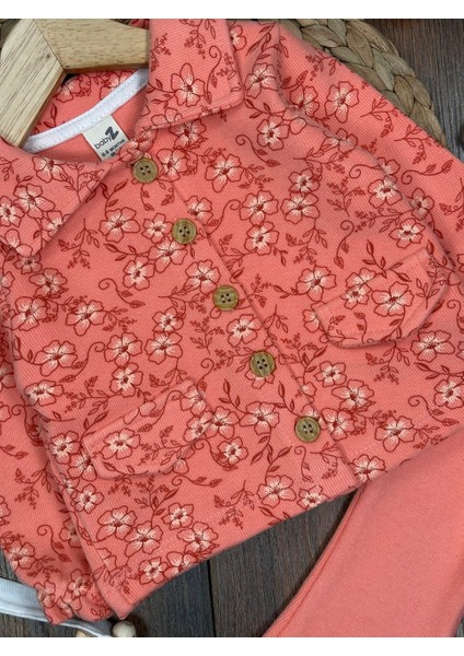 Pamuklu Selanik Örgüsü Gömlek Detaylı Kışlık Ispanyol Paça 2li Kız Bebek Takım indirimleri