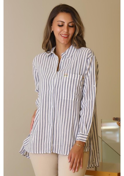 Arkası Uzun Çizgili Laci Kadın Gömlek 4245-2Y5 fiyatları
