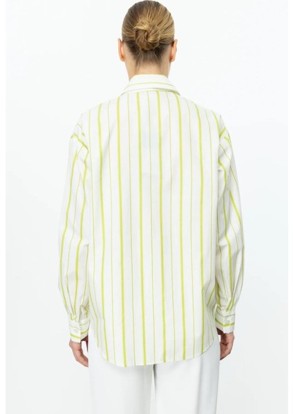 Yıldız Detaylı Çizgili Fıstık Kadın Gömlek 56300-2Y5 indirimleri