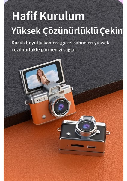 Mini Dijital Kamera– Vintage Tasarım, Açılır Ekran, 1080P 48MP Fotoğraf & Video-Başparmak modelleri