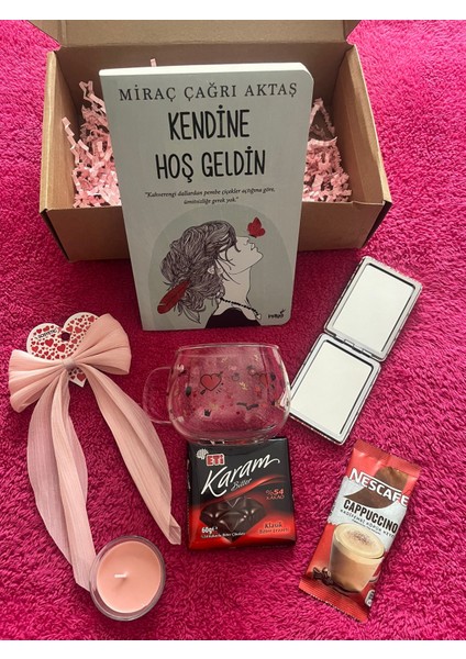 Yeni Yıl Hediyesi , Hediye Kutusu, Miraç Çağrı Aktaş Kitaplı Huzur Set, Fincan, Mum, Çikolata modelleri