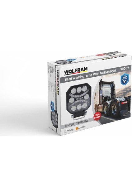 LED Çalışma Lambası Emojili 8 LED Beyaz + Sarı Sinyal Fonksiyonlu 10/30V E-Belgeli 24W+21W - Wolfram 32002 fiyatları