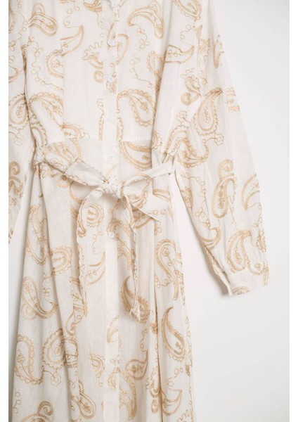 Gömlek Yaka Kemerlı Uzun Ekru Kadın Elbise M38363-2Y5 fiyatları