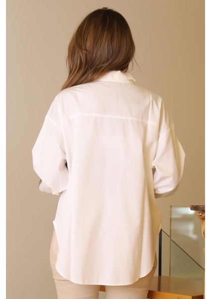 Fil Baskılı Uzun Kollu Ekru Kadın Gömlek 29591-2Y5 fırsatları