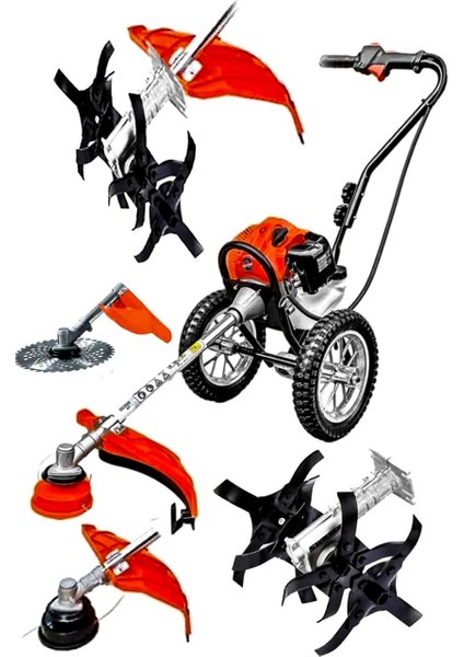 Tekerlekli Benzinli Tırpan Motoru Çim Biçme Çapa Hediyeli Bhd Mrcell