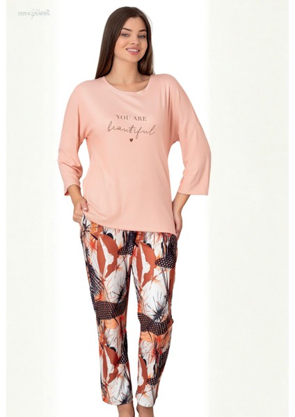 Limissi Somon Rengi Uzun Kollu Kadın Pijaması 26618