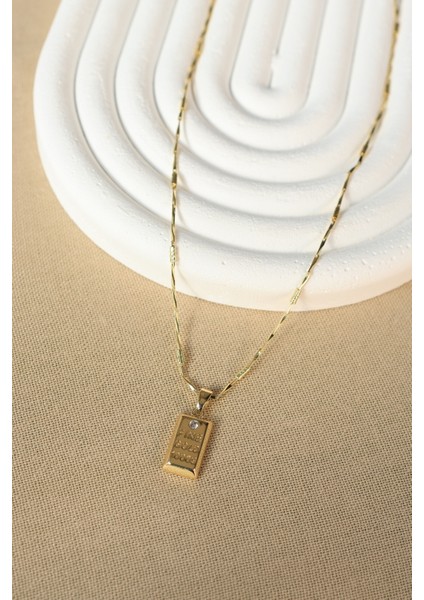 Külçe Model Zirkon Taşlı Gold Kolye fiyatları