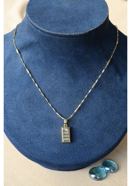 Külçe Model Zirkon Taşlı Gold Kolye modelleri