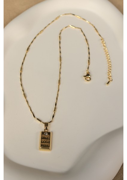 Külçe Model Zirkon Taşlı Gold Kolye fırsatları