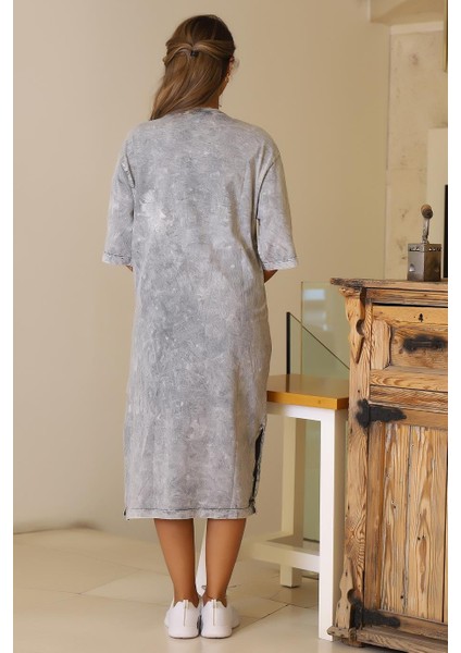 Yanları Yırtmaçlı Antrasit Kadın Elbise 7249-2Y5 indirimleri