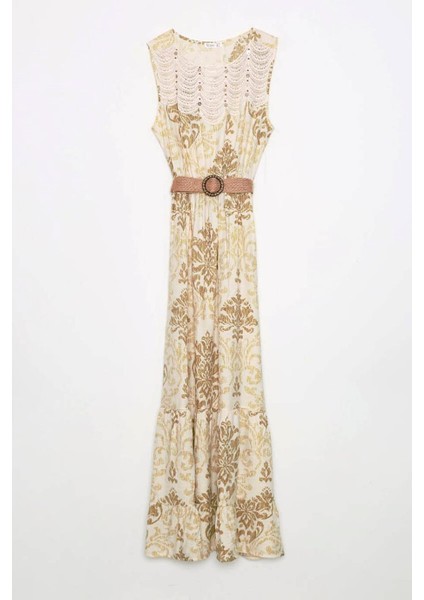 Kolsuz Kemerli Vizon Kadın Elbise M38628-2Y5 modelleri