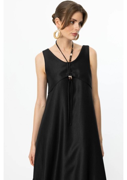 Boncuk Süslü Volanlı Maxi Siyah Kadın Elbise S 5220-2Y5 modelleri