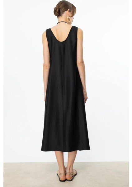 Boncuk Süslü Volanlı Maxi Siyah Kadın Elbise S 5220-2Y5 indirimleri