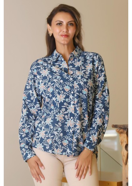 Çiçek Desenli Uzun Kollu Laci Kadın Gömlek 4119-2Y5 fırsatları