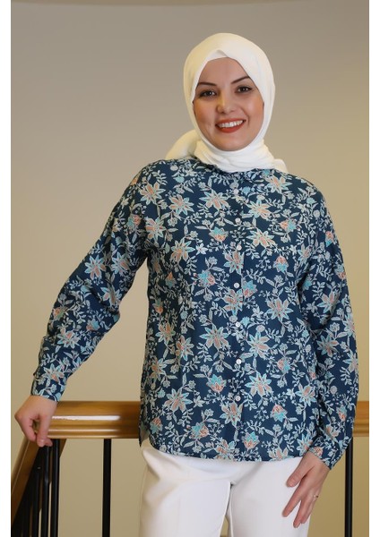 Çiçek Desenli Uzun Kollu Laci Kadın Gömlek 4119-2Y5 indirimleri