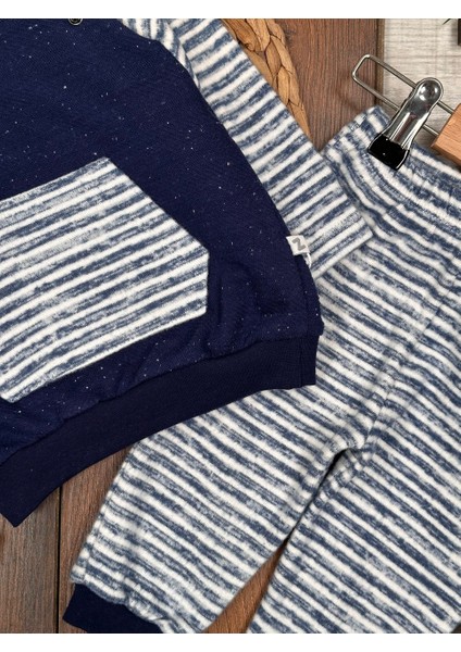 Kışlık Kadife Yumuşak Doku Kanguru Ceplii 2li Erkek Bebek Takım indirimleri