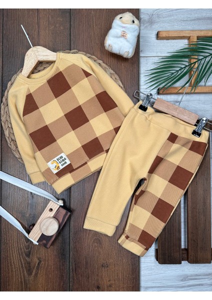 Pamuklu Ekose Desenli Uzun Kollu 2li Erkek Bebek Takım