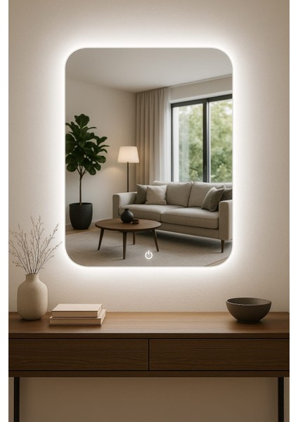 Boho Dokunmatik Ledli Ayna, Ledli Ayna, Konsol Aynası, Dresuar Aynası, Banyo Aynası