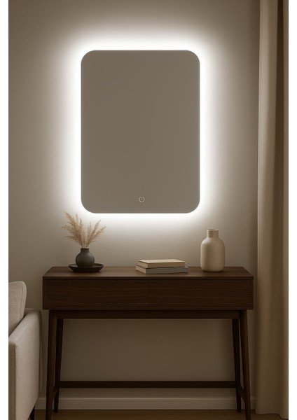 Boho Dokunmatik Ledli Ayna, Ledli Ayna, Konsol Aynası, Dresuar Aynası, Banyo Aynası fırsatları