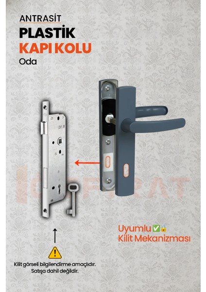 Pvc Pimapen Plastik Oda Kapı Kolu – Antrasit – (1 Takım) modelleri