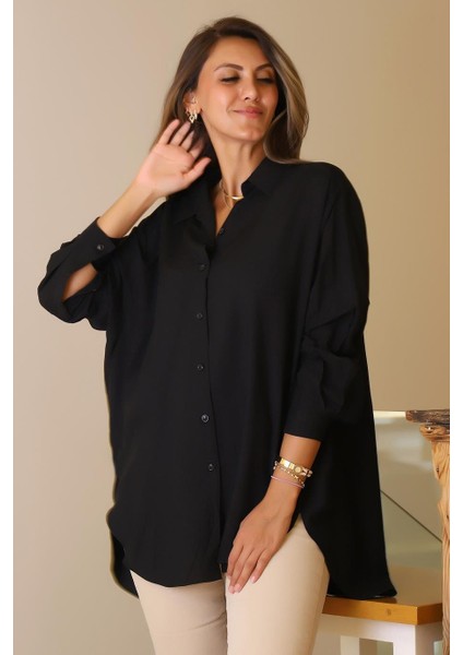 Arkası Uzun Siyah Kadın Gömlek 8124-2Y5 fiyatları