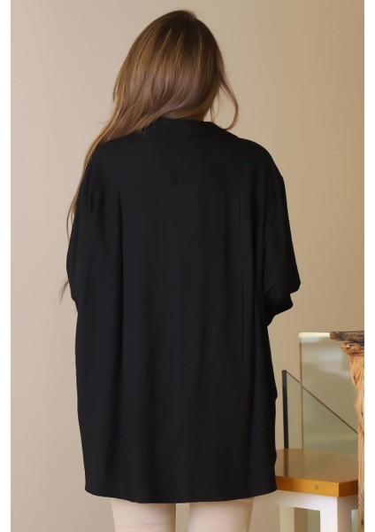 Arkası Uzun Siyah Kadın Gömlek 8124-2Y5 fırsatları