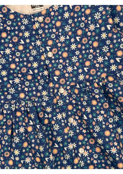 Pamuklu Çiçek Desenli Kız Bebek Elbise modelleri