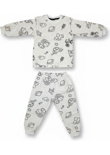 Çocuk Boyanabilir Uzay Temalı Pijama Takımı Kalem Hediyeli Aktivite Seti fiyatları