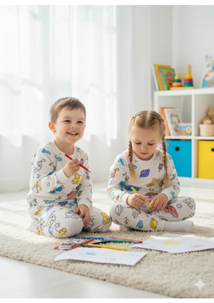 Çocuk Boyanabilir Uzay Temalı Pijama Takımı Kalem Hediyeli Aktivite Seti fırsatları