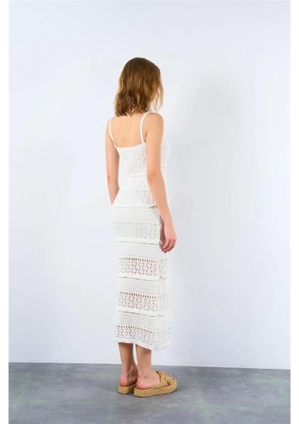 Eyesof Ajurlu Astarlı Elbise - Ekru indirimleri