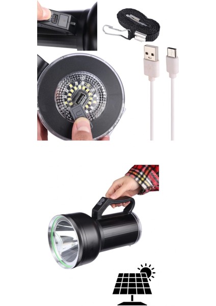 Taşınabilir Solar Şarjlı LED Fener Özellikli Kamp ve Acil Durum Için Süper Parlak Işık