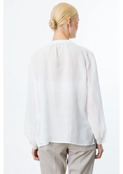 Önü Nakışlı Ekru Keten Kadın Bluz 3928-2Y5 fırsatları