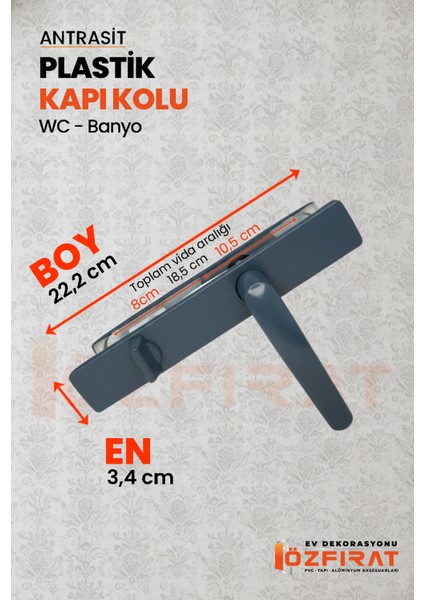 Pvc Pimapen Plastik Banyo, Tuvalet, Wc Kapı Kolu – Antrasit – (40 Takım / 1 Koli) fiyatları