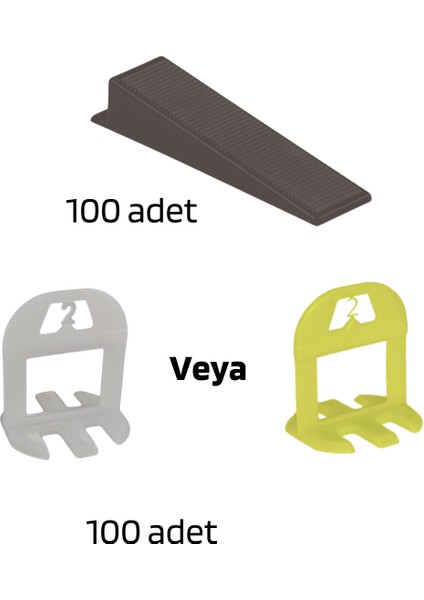 Seramik Seviye Tespit Derz Artı Takoz SET(100 Seviye 2 Mm, 100 S.takoz)