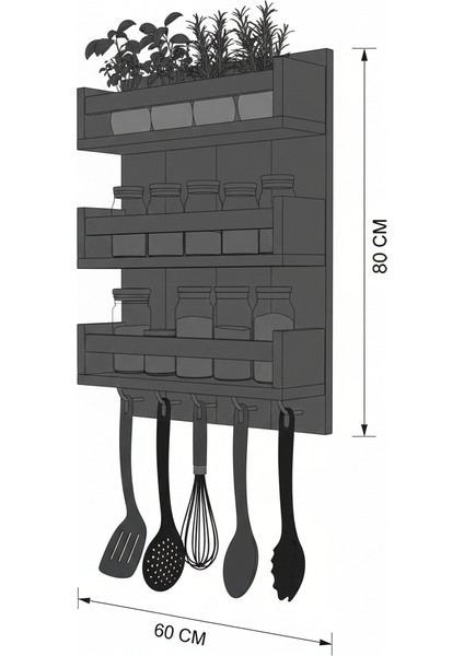 Ahşap Baharat ve Düzenleme Rafı Organizer (60X80) fırsatları