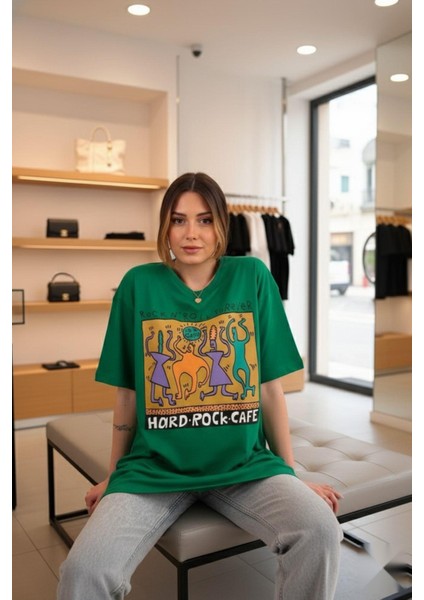 Hard Rock Baskılı Basic Kısa Kollu T-Shirt Yeşil modelleri