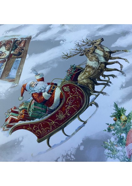 Kardan Adam Geğikli Kırmızı Noel Baba Yılbaşı Konsepti Astarlı Kaymaz Pvc Yuvarlak Muşamba Masa Örtüsü