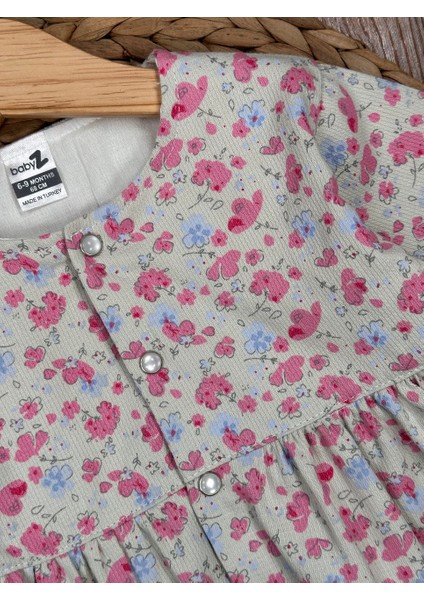 Pamuklu Çiçek Desenli Kız Bebek Elbise fiyatları