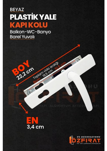 Pvc Pimapen Plastik Yale Kapı Kolu – Balkon, Tuvalet (Wc), Banyo Için – Beyaz – (1 Takım) fiyatları