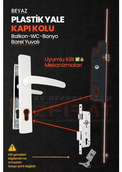 Pvc Pimapen Plastik Yale Kapı Kolu – Balkon, Tuvalet (Wc), Banyo Için – Beyaz – (1 Takım) modelleri