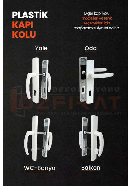 Pvc Pimapen Plastik Yale Kapı Kolu – Balkon, Tuvalet (Wc), Banyo Için – Beyaz – (1 Takım) fırsatları