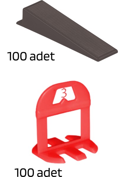 Seramik Seviye Tespit Derz Artı Takoz SET(100 Seviye 3 Mm, 100 S.takoz)