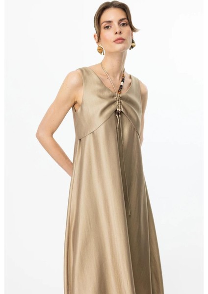 Boncuk Süslü Volanlı Maxi Gold Kadın Elbise S 5220-2Y5 5220-2Y5 modelleri