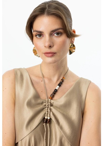 Boncuk Süslü Volanlı Maxi Gold Kadın Elbise S 5220-2Y5 5220-2Y5 indirimleri