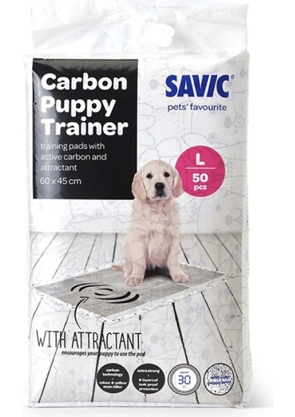 Puppy Trainer Carbon Ped - Büyük Boy 50 Adet: Hızlı Emici Köpek Eğitim Pedi