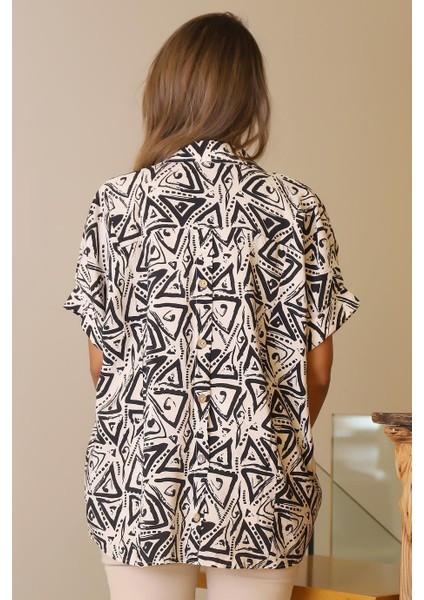 Katlamalı Kol Desenli Ekru Isiyah Kadın Gömlek 29751-2Y5 fırsatları