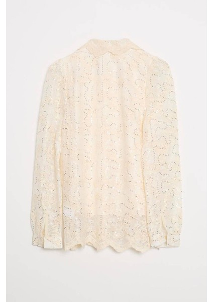 Boncuklu Uzun Kollu Naturel Kadın Gömlek M38169-2Y5 fiyatları
