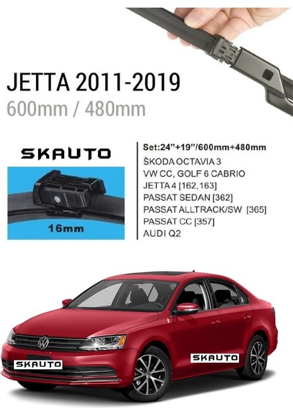 Volkswagen Jetta Ön Cam Muz Silecek Takımı (2011-2019)