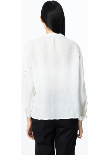 Nakışlı Keten Ekru Kadın Gömlek 3942-2Y5 fırsatları